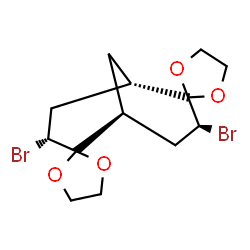 ChemSpider 2D Image | (1'S,3'R,5'S,7'S)-3',7'-Dibromodispiro[1,3-dioxolane-2,2'-bicyclo[3.3.1]nonane-6',2''-[1,3]dioxolane] | C13H18Br2O4