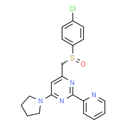 ChemSpider 2D Image | 4-{[(R)-(4-Chlorophenyl)sulfinyl]methyl}-2-(2-pyridinyl)-6-(1-pyrrolidinyl)pyrimidine | C20H19ClN4OS