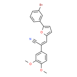 ChemSpider 2D Image | (2Z)-3-[5-(3-Bromophenyl)-2-furyl]-2-(3,4-dimethoxyphenyl)acrylonitrile | C21H16BrNO3