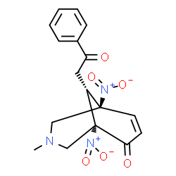 ChemSpider 2D Image | (1R,5S,9R)-3-Methyl-1,5-dinitro-9-(2-oxo-2-phenylethyl)-3-azabicyclo[3.3.1]non-7-en-6-one | C17H17N3O6