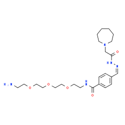 ChemSpider 2D Image | N-(2-{2-[2-(2-Aminoethoxy)ethoxy]ethoxy}ethyl)-4-{(Z)-[(1-azepanylacetyl)hydrazono]methyl}benzamide | C24H39N5O5