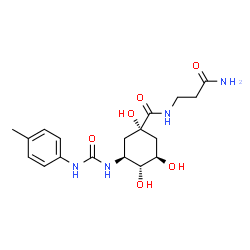 ChemSpider 2D Image | (1S,3R,4R,5S)-N-(3-Amino-3-oxopropyl)-1,3,4-trihydroxy-5-{[(4-methylphenyl)carbamoyl]amino}cyclohexanecarboxamide | C18H26N4O6