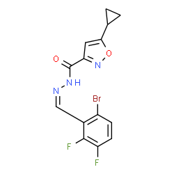 ChemSpider 2D Image | N'-[(Z)-(6-Bromo-2,3-difluorophenyl)methylene]-5-cyclopropyl-1,2-oxazole-3-carbohydrazide | C14H10BrF2N3O2