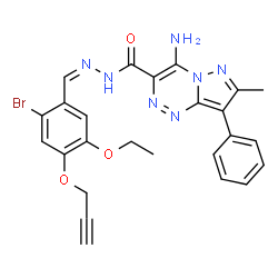 ChemSpider 2D Image | 4-Amino-N'-{(Z)-[2-bromo-5-ethoxy-4-(2-propyn-1-yloxy)phenyl]methylene}-7-methyl-8-phenylpyrazolo[5,1-c][1,2,4]triazine-3-carbohydrazide | C25H22BrN7O3