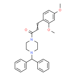 ChemSpider 2D Image | 3-(2,4-Dimethoxyphenyl)-1-[4-(diphenylmethyl)-1-piperazinyl]-2-propen-1-one | C28H30N2O3