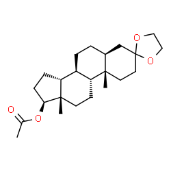 ChemSpider 2D Image | (5S,8S,9R,10S,13S,14R,17S)-10,13-Dimethylhexadecahydrospiro[cyclopenta[a]phenanthrene-3,2'-[1,3]dioxolan]-17-yl acetate | C23H36O4