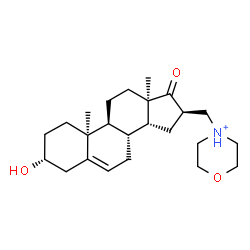 ChemSpider 2D Image | (3alpha,10alpha,13alpha,14beta,16beta)-3-Hydroxy-16-(morpholin-4-ium-4-ylmethyl)androst-5-en-17-one | C24H38NO3