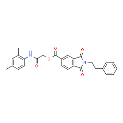 ChemSpider 2D Image | 2-[(2,4-Dimethylphenyl)amino]-2-oxoethyl 1,3-dioxo-2-(2-phenylethyl)-5-isoindolinecarboxylate | C27H24N2O5