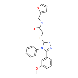 ChemSpider 2D Image | N-(2-Furylmethyl)-2-{[5-(3-methoxyphenyl)-4-phenyl-4H-1,2,4-triazol-3-yl]sulfanyl}acetamide | C22H20N4O3S