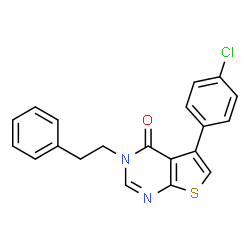 ChemSpider 2D Image | 5-(4-Chlorophenyl)-3-(2-phenylethyl)thieno[2,3-d]pyrimidin-4(3H)-one | C20H15ClN2OS