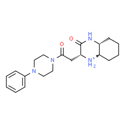 ChemSpider 2D Image | (2R,4aR,8aS)-3-Oxo-2-[2-oxo-2-(4-phenyl-1-piperazinyl)ethyl]decahydroquinoxalin-1-ium | C20H29N4O2