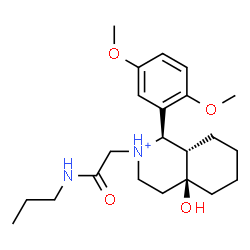 ChemSpider 2D Image | (1R,4aS,8aS)-1-(2,5-Dimethoxyphenyl)-4a-hydroxy-2-[2-oxo-2-(propylamino)ethyl]decahydroisoquinolinium | C22H35N2O4