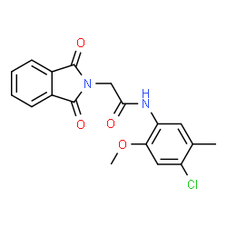 ChemSpider 2D Image | 2H-isoindole-2-acetamide, N-(4-chloro-2-methoxy-5-methylphenyl)-1,3-dihydro-1,3-dioxo- | C18H15ClN2O4