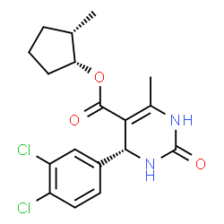ChemSpider 2D Image | (1R,2S)-2-Methylcyclopentyl (4R)-4-(3,4-dichlorophenyl)-6-methyl-2-oxo-1,2,3,4-tetrahydro-5-pyrimidinecarboxylate | C18H20Cl2N2O3