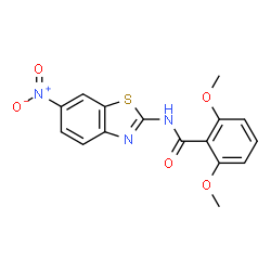 ChemSpider 2D Image | 2,6-Dimethoxy-N-(6-nitro-1,3-benzothiazol-2-yl)benzamide | C16H13N3O5S