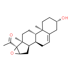 ChemSpider 2D Image | (3beta,14beta,16alpha)-3-Hydroxy-16,17-epoxypregn-5-en-20-one | C21H30O3