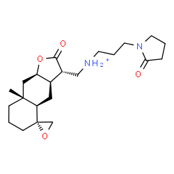 ChemSpider 2D Image | N-{[(3S,3aR,4aR,5R,8aR,9aR)-8a-Methyl-2-oxodecahydro-2H-spiro[naphtho[2,3-b]furan-5,2'-oxiran]-3-yl]methyl}-3-(2-oxo-1-pyrrolidinyl)-1-propanaminium | C22H35N2O4