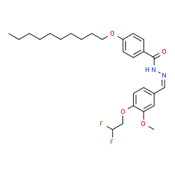 ChemSpider 2D Image | 4-(Decyloxy)-N'-{(Z)-[4-(2,2-difluoroethoxy)-3-methoxyphenyl]methylene}benzohydrazide | C27H36F2N2O4