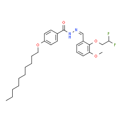 ChemSpider 2D Image | 4-(Decyloxy)-N'-{(Z)-[2-(2,2-difluoroethoxy)-3-methoxyphenyl]methylene}benzohydrazide | C27H36F2N2O4