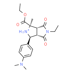 ChemSpider 2D Image | (1R,3S,3aS,6aR)-3-[4-(Dimethylamino)phenyl]-1-(ethoxycarbonyl)-5-ethyl-1-methyl-4,6-dioxooctahydropyrrolo[3,4-c]pyrrol-2-ium | C20H28N3O4