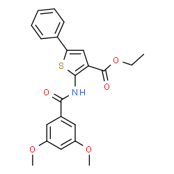 ChemSpider 2D Image | Ethyl 2-[(3,5-dimethoxybenzoyl)amino]-5-phenyl-3-thiophenecarboxylate | C22H21NO5S