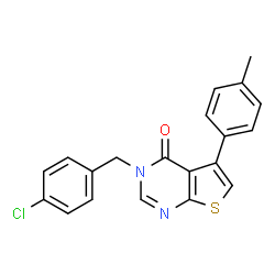 ChemSpider 2D Image | 3-(4-Chlorobenzyl)-5-(4-methylphenyl)thieno[2,3-d]pyrimidin-4(3H)-one | C20H15ClN2OS