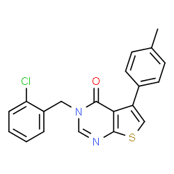 ChemSpider 2D Image | 3-(2-Chlorobenzyl)-5-(4-methylphenyl)thieno[2,3-d]pyrimidin-4(3H)-one | C20H15ClN2OS