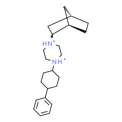 ChemSpider 2D Image | 1-[(1R,2S,4S)-Bicyclo[2.2.1]hept-2-yl]-4-(4-phenylcyclohexyl)piperazinediium | C23H36N2