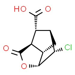 ChemSpider 2D Image | (1R,2S,3R,6R,7S,9S)-2-Chloro-5-oxo-4-oxatricyclo[4.2.1.0~3,7~]nonane-9-carboxylic acid | C9H9ClO4