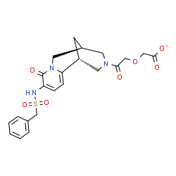 ChemSpider 2D Image | (2-{(1R,9S)-5-[(Benzylsulfonyl)amino]-6-oxo-7,11-diazatricyclo[7.3.1.0~2,7~]trideca-2,4-dien-11-yl}-2-oxoethoxy)acetate | C22H24N3O7S