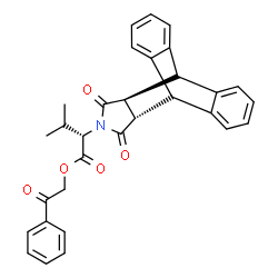 ChemSpider 2D Image | 2-Oxo-2-phenylethyl (2R)-2-[(15S,19S)-16,18-dioxo-17-azapentacyclo[6.6.5.0~2,7~.0~9,14~.0~15,19~]nonadeca-2,4,6,9,11,13-hexaen-17-yl]-3-methylbutanoate | C31H27NO5