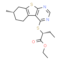 ChemSpider 2D Image | Ethyl (2R)-2-{[(7S)-7-methyl-5,6,7,8-tetrahydro[1]benzothieno[2,3-d]pyrimidin-4-yl]sulfanyl}butanoate | C17H22N2O2S2