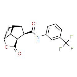 ChemSpider 2D Image | (1R,3R,6S,7S,9R)-5-Oxo-N-[3-(trifluoromethyl)phenyl]-4-oxatricyclo[4.2.1.0~3,7~]nonane-9-carboxamide | C16H14F3NO3