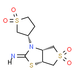 ChemSpider 2D Image | (2Z,3aR,6aR)-3-[(3S)-1,1-Dioxidotetrahydro-3-thiophenyl]tetrahydrothieno[3,4-d][1,3]thiazol-2(3H)-imine 5,5-dioxide | C9H14N2O4S3