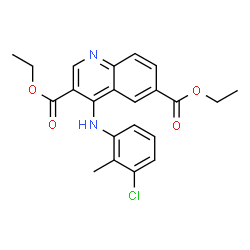 ChemSpider 2D Image | Diethyl 4-[(3-chloro-2-methylphenyl)amino]-3,6-quinolinedicarboxylate | C22H21ClN2O4