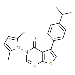 ChemSpider 2D Image | 3-(2,5-Dimethyl-1H-pyrrol-1-yl)-5-(4-isopropylphenyl)thieno[2,3-d]pyrimidin-4(3H)-one | C21H21N3OS