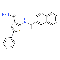 ChemSpider 2D Image | 2-(2-Naphthoylamino)-5-phenyl-3-thiophenecarboxamide | C22H16N2O2S