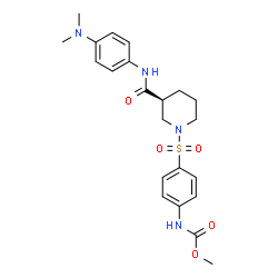 ChemSpider 2D Image | Methyl (4-{[(3S)-3-{[4-(dimethylamino)phenyl]carbamoyl}-1-piperidinyl]sulfonyl}phenyl)carbamate | C22H28N4O5S