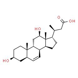 ChemSpider 2D Image | (3S)-3-[(3S,5R,8S,9R,10S,12R,13R,14S,17S)-3,12-Dihydroxy-10,13-dimethyl-2,3,4,5,8,9,10,11,12,13,14,15,16,17-tetradecahydro-1H-cyclopenta[a]phenanthren-17-yl]butanoic acid | C23H36O4