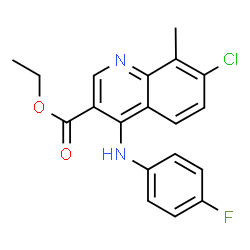 ChemSpider 2D Image | Ethyl 7-chloro-4-[(4-fluorophenyl)amino]-8-methyl-3-quinolinecarboxylate | C19H16ClFN2O2