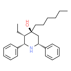 ChemSpider 2D Image | (2S,3S,4S,6R)-3-Ethyl-4-hexyl-2,6-diphenyl-4-piperidinol | C25H35NO
