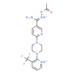 ChemSpider 2D Image | 2-(4-{5-[(Z)-(Acetoxyiminio)(amino)methyl]-2-pyridinyl}-1-piperazinyl)-3-(trifluoromethyl)pyridinium | C18H21F3N6O2