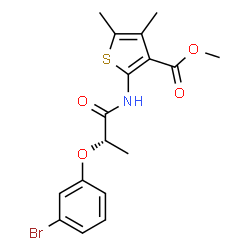 ChemSpider 2D Image | Methyl 2-{[(2S)-2-(3-bromophenoxy)propanoyl]amino}-4,5-dimethyl-3-thiophenecarboxylate | C17H18BrNO4S