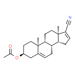 ChemSpider 2D Image | (3beta,9beta,10alpha,13alpha,14beta)-17-Cyanoandrosta-5,16-dien-3-yl acetate | C22H29NO2