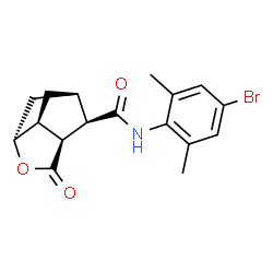 ChemSpider 2D Image | (1R,3R,6S,7S,9R)-N-(4-Bromo-2,6-dimethylphenyl)-5-oxo-4-oxatricyclo[4.2.1.0~3,7~]nonane-9-carboxamide | C17H18BrNO3