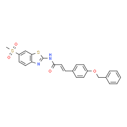 ChemSpider 2D Image | (2E)-3-[4-(Benzyloxy)phenyl]-N-[6-(methylsulfonyl)-1,3-benzothiazol-2-yl]acrylamide | C24H20N2O4S2