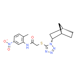 ChemSpider 2D Image | 2-({1-[(1R,2R,4S)-Bicyclo[2.2.1]hept-2-yl]-1H-tetrazol-5-yl}sulfanyl)-N-(2-methyl-5-nitrophenyl)acetamide | C17H20N6O3S
