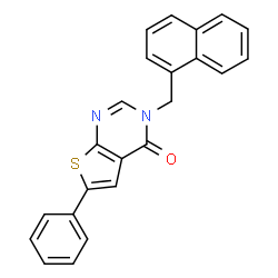 ChemSpider 2D Image | 3-(1-Naphthylmethyl)-6-phenylthieno[2,3-d]pyrimidin-4(3H)-one | C23H16N2OS