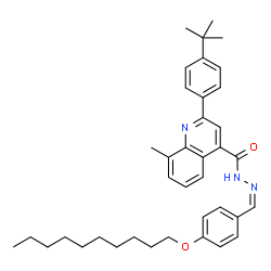 ChemSpider 2D Image | N'-{(Z)-[4-(Decyloxy)phenyl]methylene}-8-methyl-2-[4-(2-methyl-2-propanyl)phenyl]-4-quinolinecarbohydrazide | C38H47N3O2