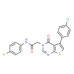 ChemSpider 2D Image | thieno[2,3-d]pyrimidine-3(4H)-acetamide, 5-(4-chlorophenyl)-N-(4-fluorophenyl)-4-oxo- | C20H13ClFN3O2S